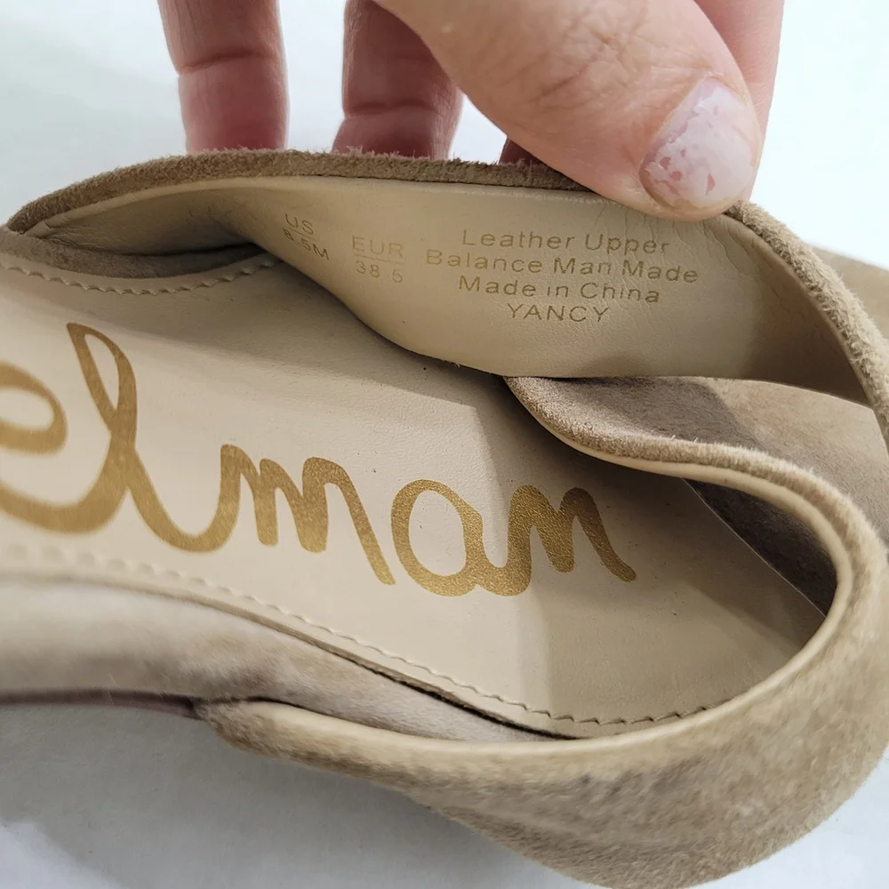 Sam Edelman Yancy Block Heel Ankle Strap Suede Sandals in Oatmeal Size 8.5 NWOT